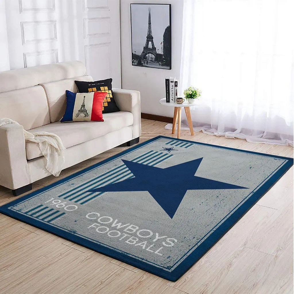 Dallas Cowboys Rug – Football Area for Living Room Decor Blue and Gray
