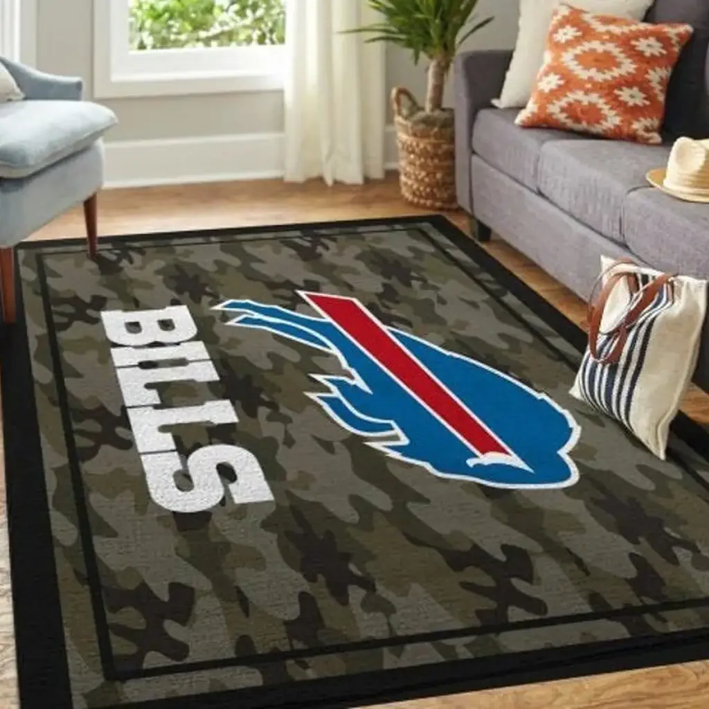 Buffalo Bills Rug – Camo Area for Living Room Decor Black and Green