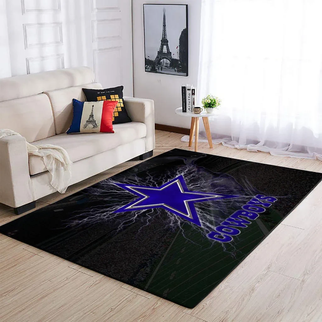 Dallas Cowboys Rug – Star Logo Area for Living Room Decor Black and Blue