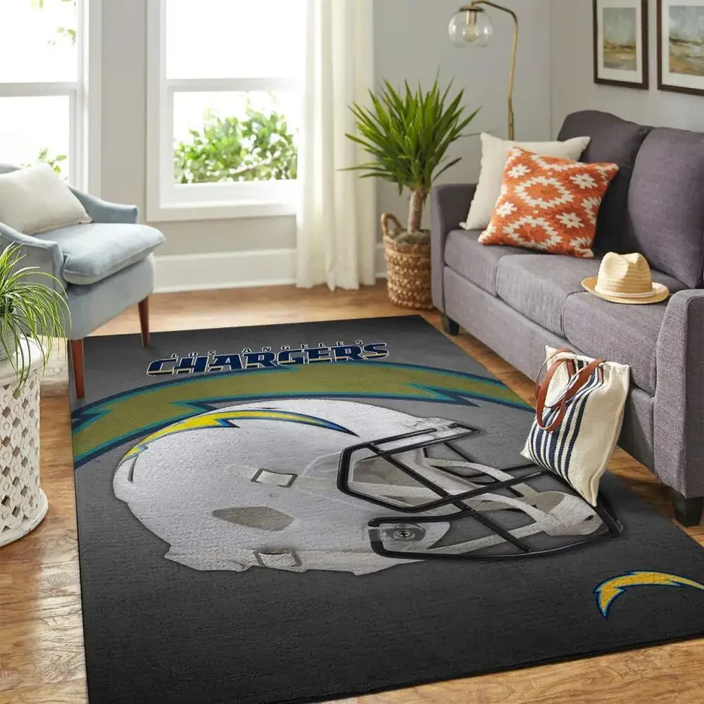 Los Angeles Chargers Rug – Team Logo for Living Room Carpet Blue and Gray