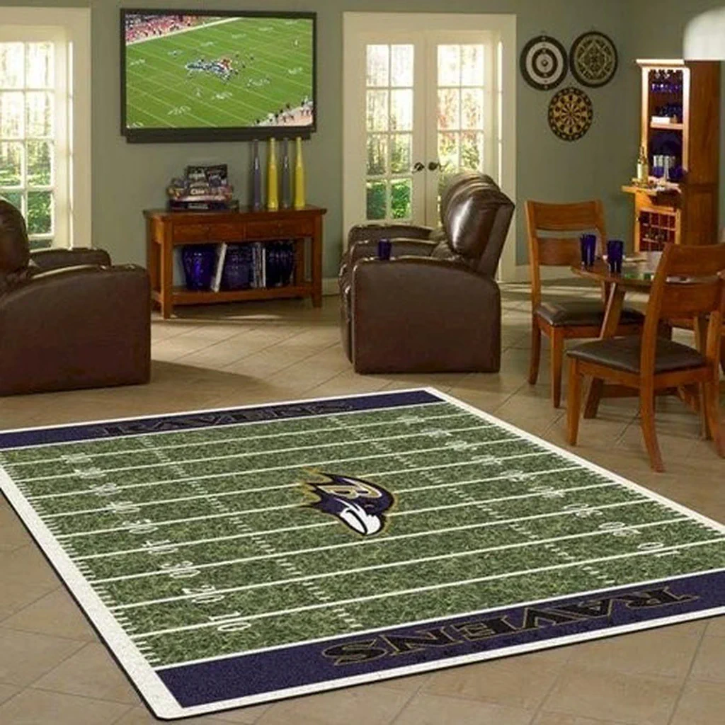 Baltimore Ravens Rug – Football Field for Fans Green and Purple