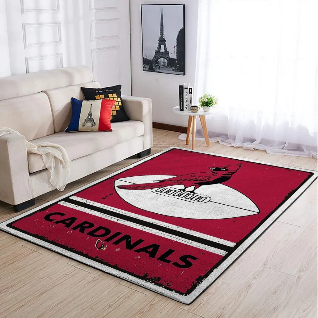 Arizona Cardinals Rug – Football Team Sports Room Decor Red and White