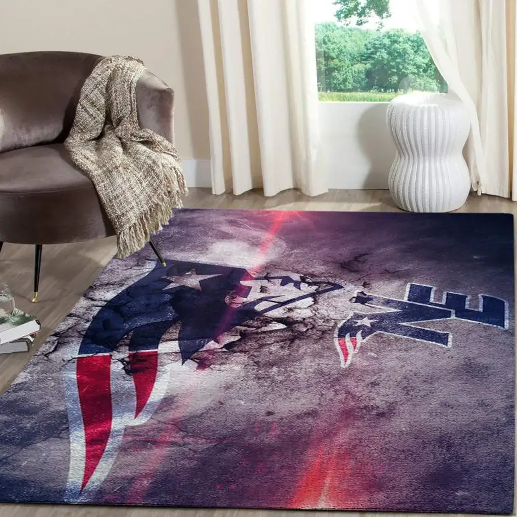 New England Patriots Rug – Fan Team Logo Carpet Blue and Red