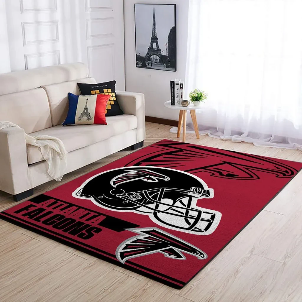 Atlanta Falcons Rug – NFL Football Helmet Area for Home Black and Red