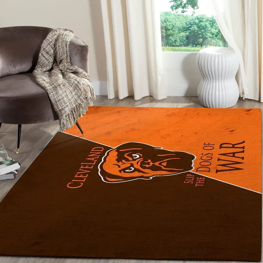 Cleveland Browns Rug – Slip the Dogs of War Decor Orange and Brown
