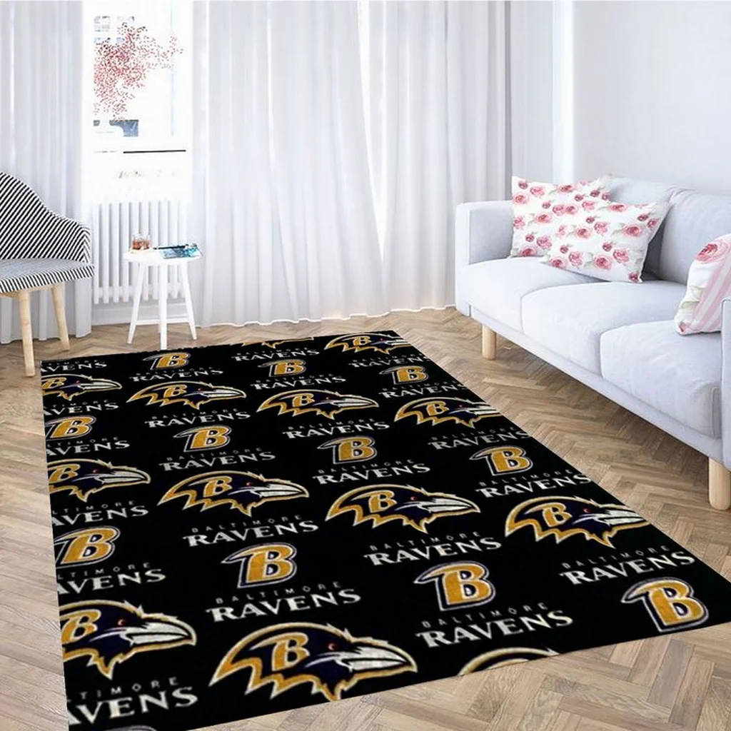 Baltimore Ravens Rug – NFL Team Logo Area for Fans Black and Yellow