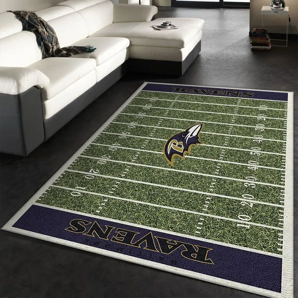 Ravens Football Field Mat Durable Play Surface Green and Purple