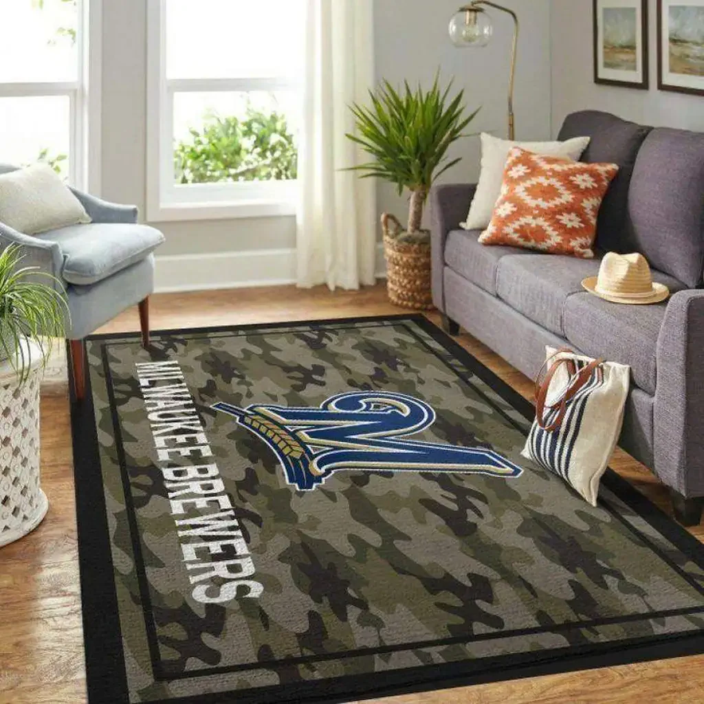 Milwaukee Brewers Rug – Camouflage Area for Fans Black and Green