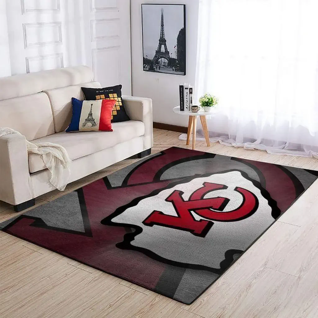 Kansas City Chiefs Rug – Area for Living Room Decor Red and Gray