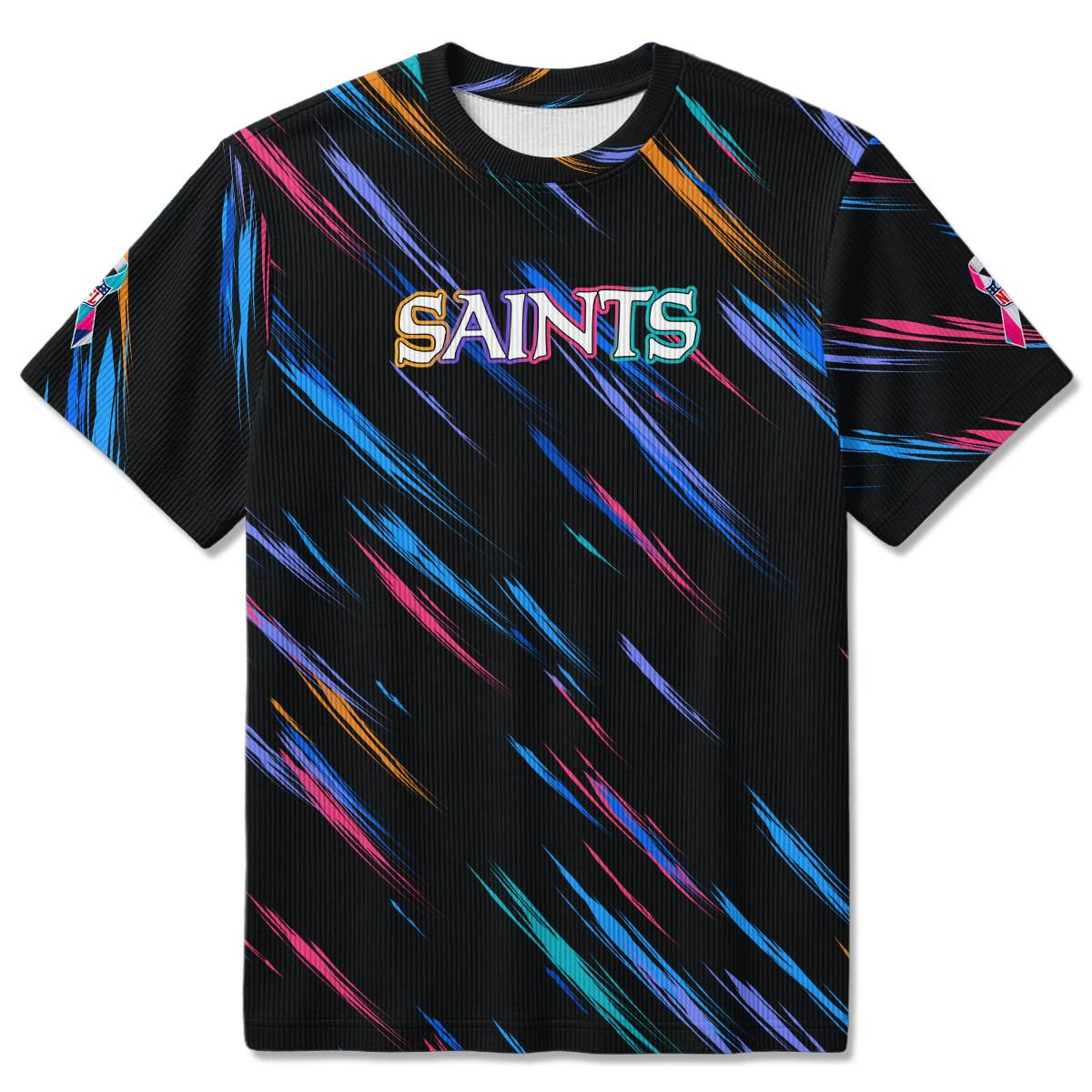New Orleans Saints Crucial Catch Ribbed T-Shirt, Men's Black Gold Ribbed Tee