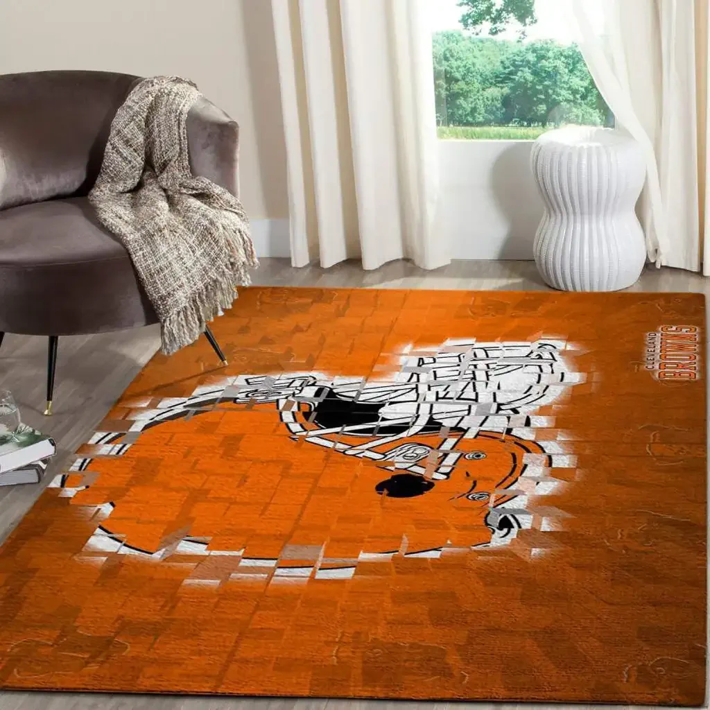 Cleveland Browns Rug – Area Perfect for Sports Fans Orange and White