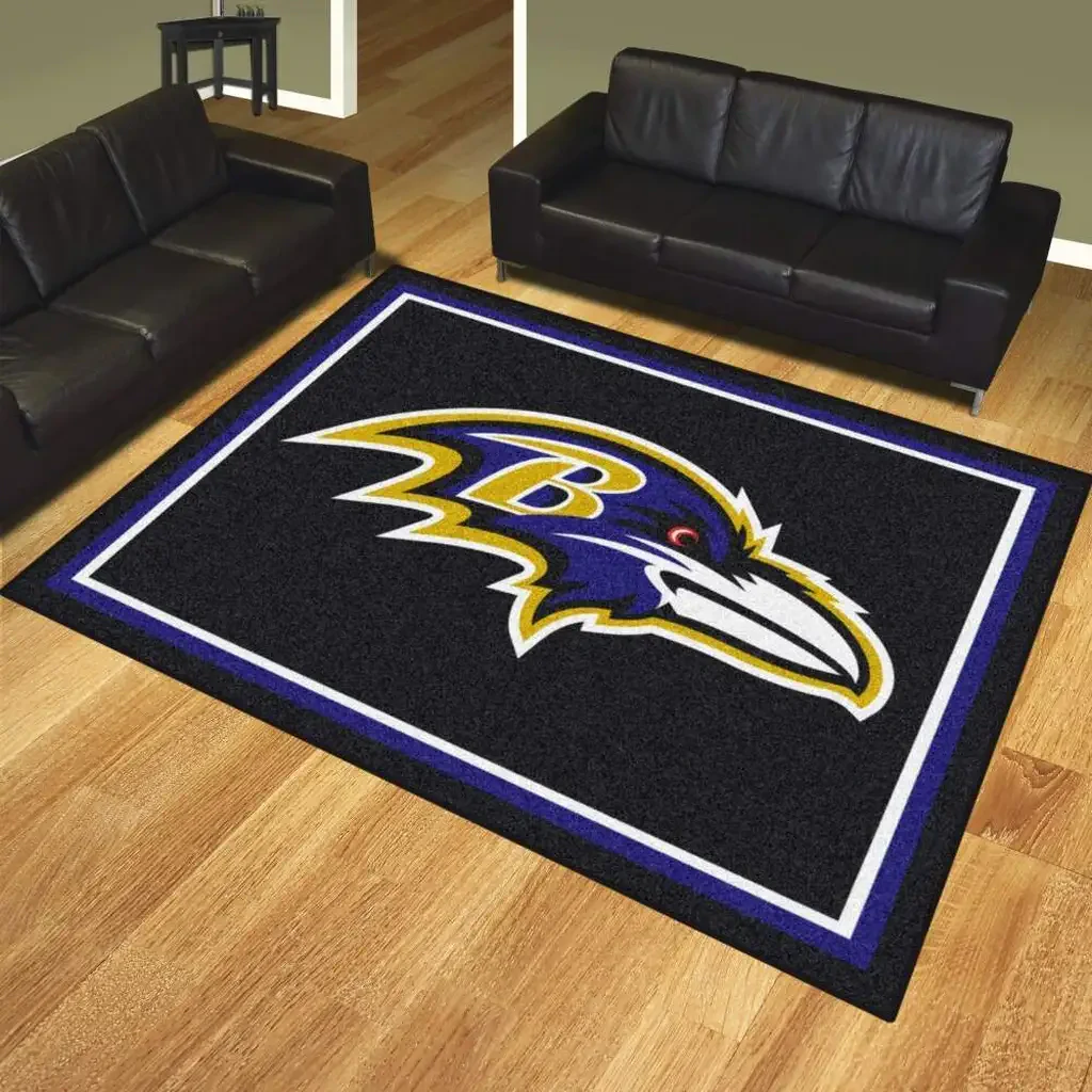 Baltimore Ravens Rug – Area for Living Room Decor Black and Purple