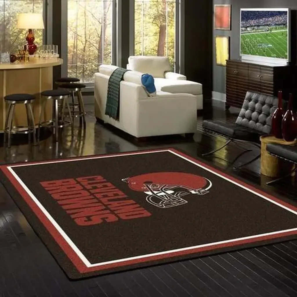 Cleveland Browns Rug – Living Room Colors Carpet Red and Brown