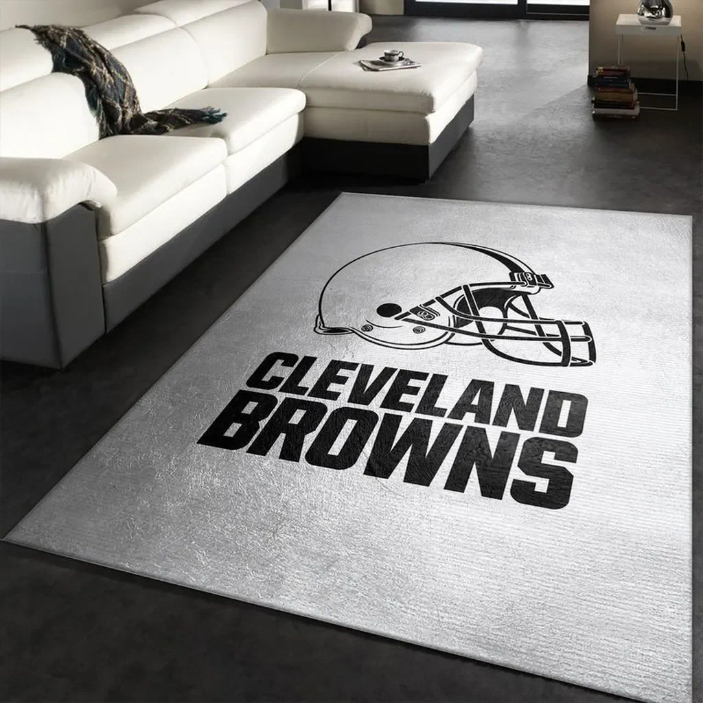 Cleveland Browns Rug – Football Helmet for Living Room Black and White