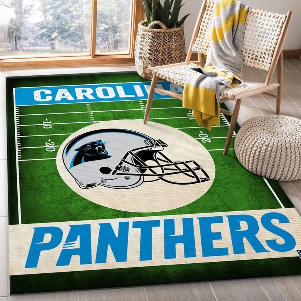 Carolina Panthers Rug – Football Field for Fans Blue and Green
