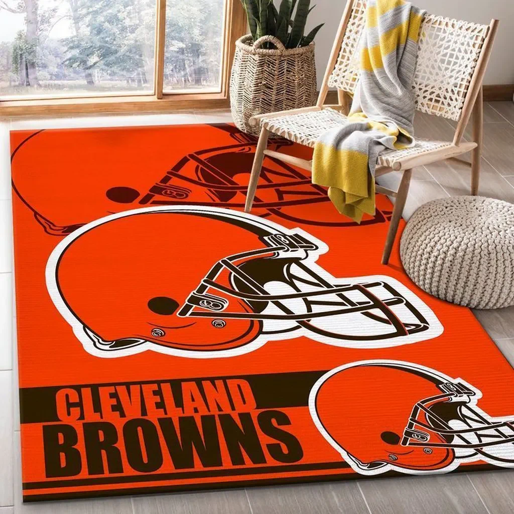 Cleveland Browns Rug – Football Helmet Area Orange and Brown
