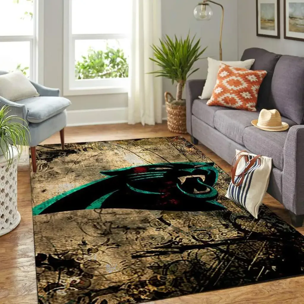Panther Rug Vintage Design Perfect for Living Room Beige and Black
