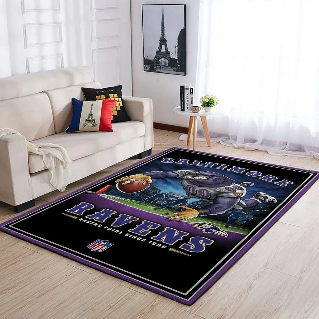 Baltimore Ravens Rug – Fan NFL Team Carpet Floor Mat Black and Purple