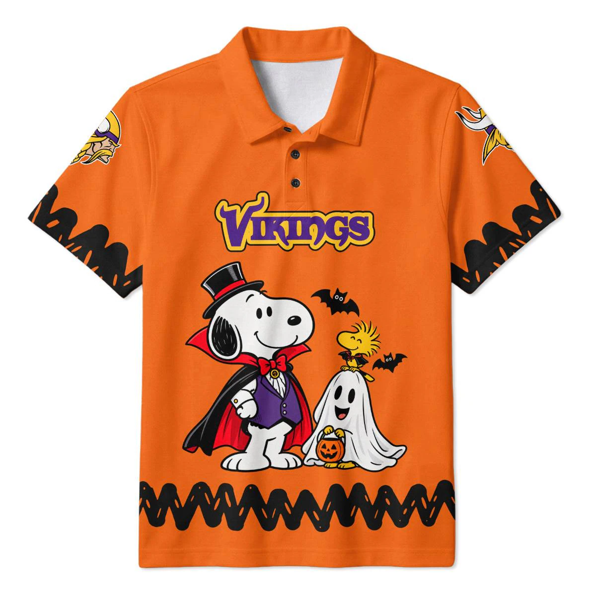 Minnesota Vikings Peanuts Halloween Polo Shirt, Men's Purple Gold Golf Polo, Snoopy Football Fan Gift