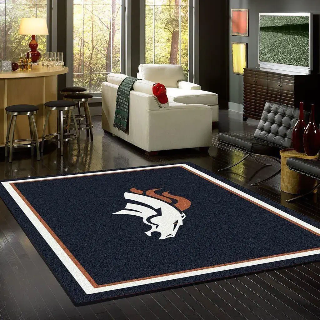Denver Broncos Rug – Area Perfect for Living Room Decor Navy and White
