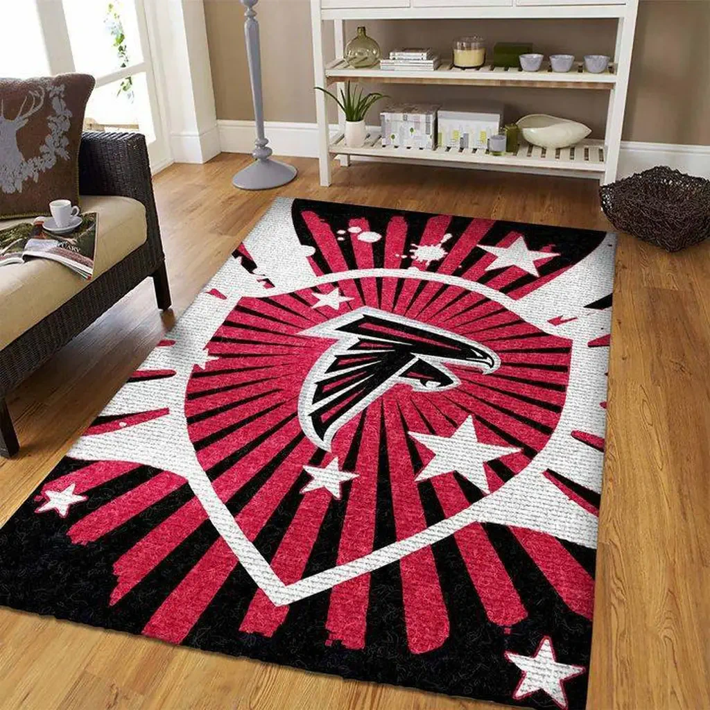 Atlanta Falcons Rug – Team Logo Area for Home Office Black and Red