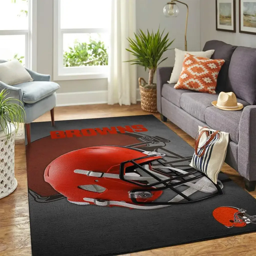 Cleveland Browns Rug – Football Helmet Area NFL Black and Orange