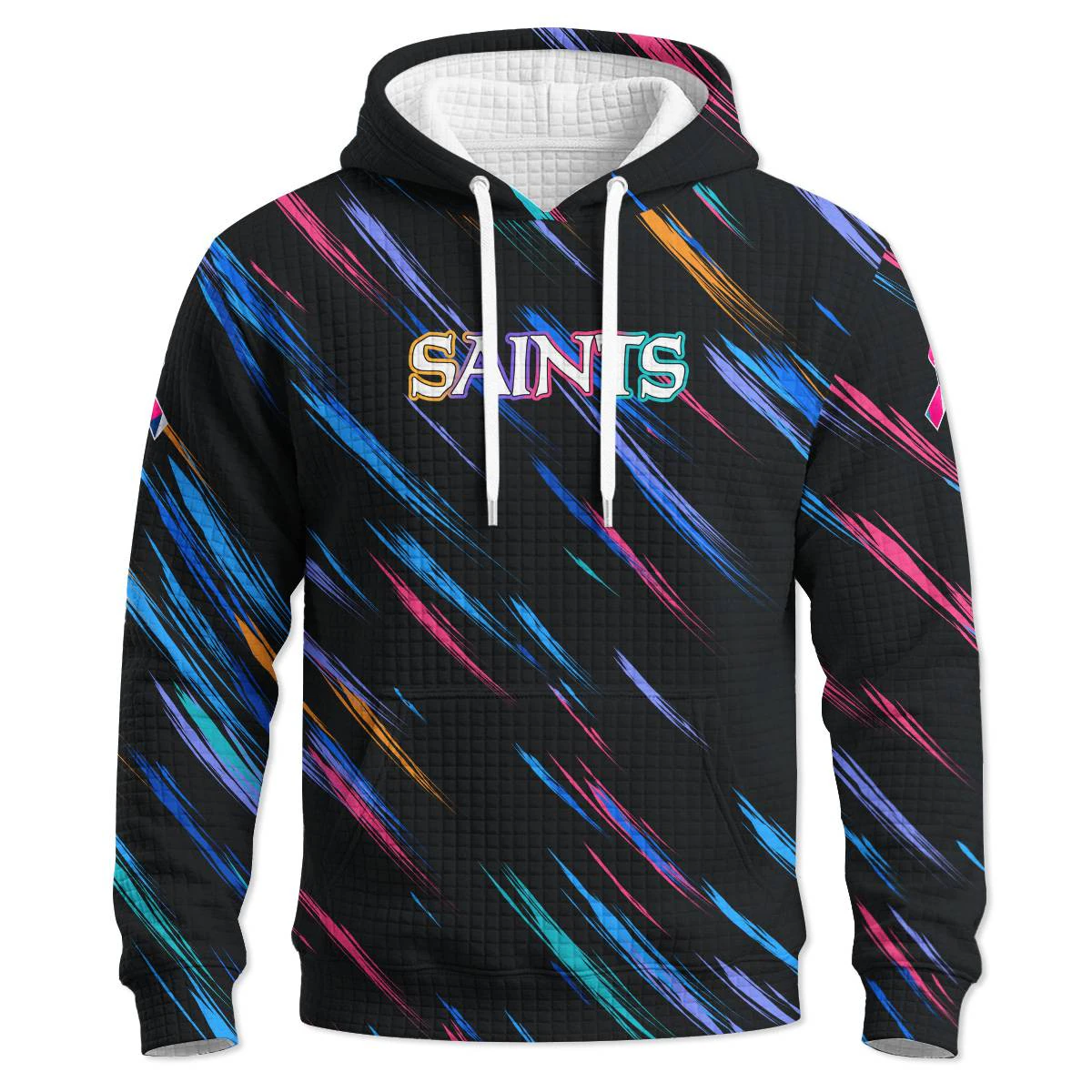 New Orleans Saints Crucial Catch Hoodie Quilted Waffle, Men's Black Gold Quilted Waffle Hoodie