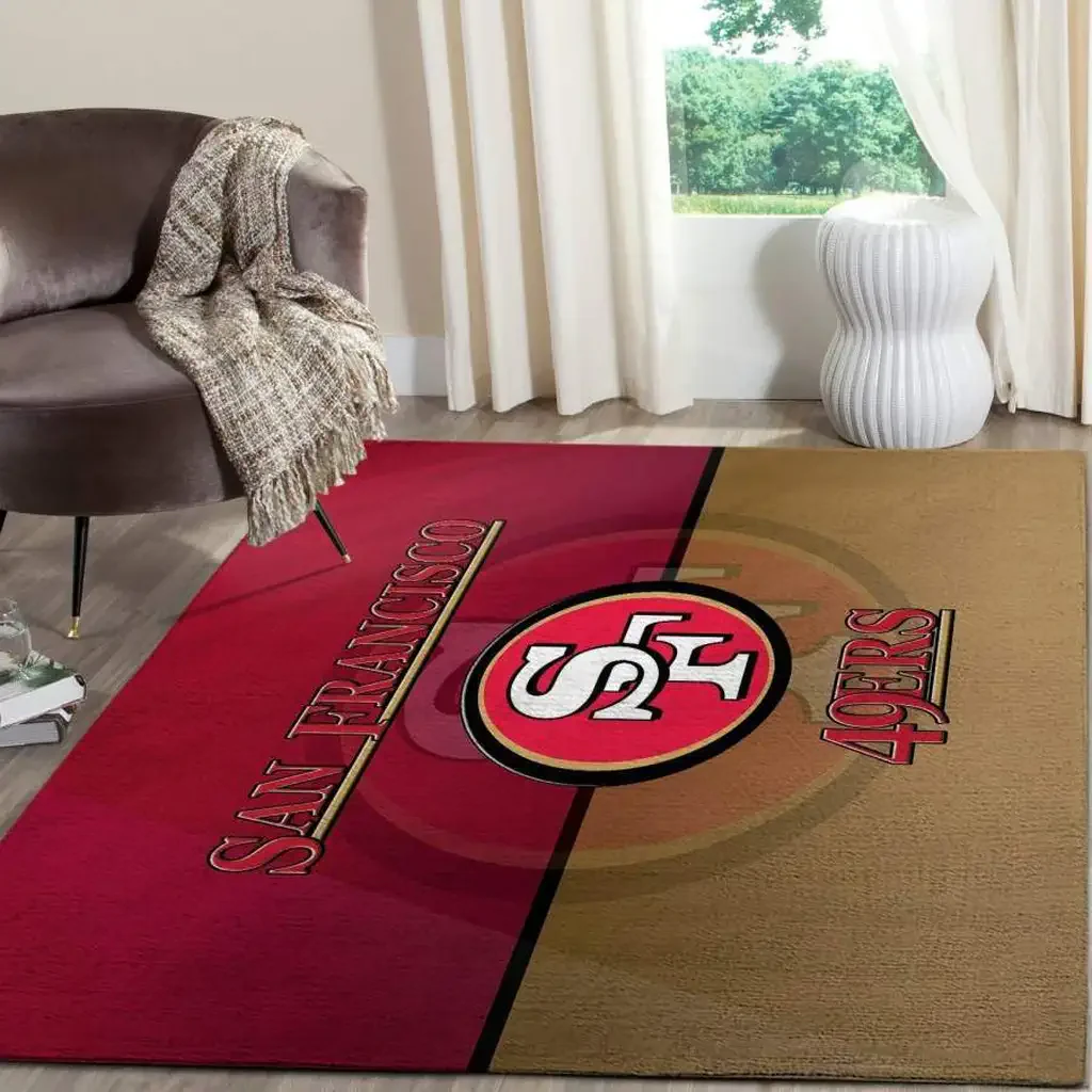 San Francisco 49ers Rug – Logo Area Carpet for Fans Red and Brown