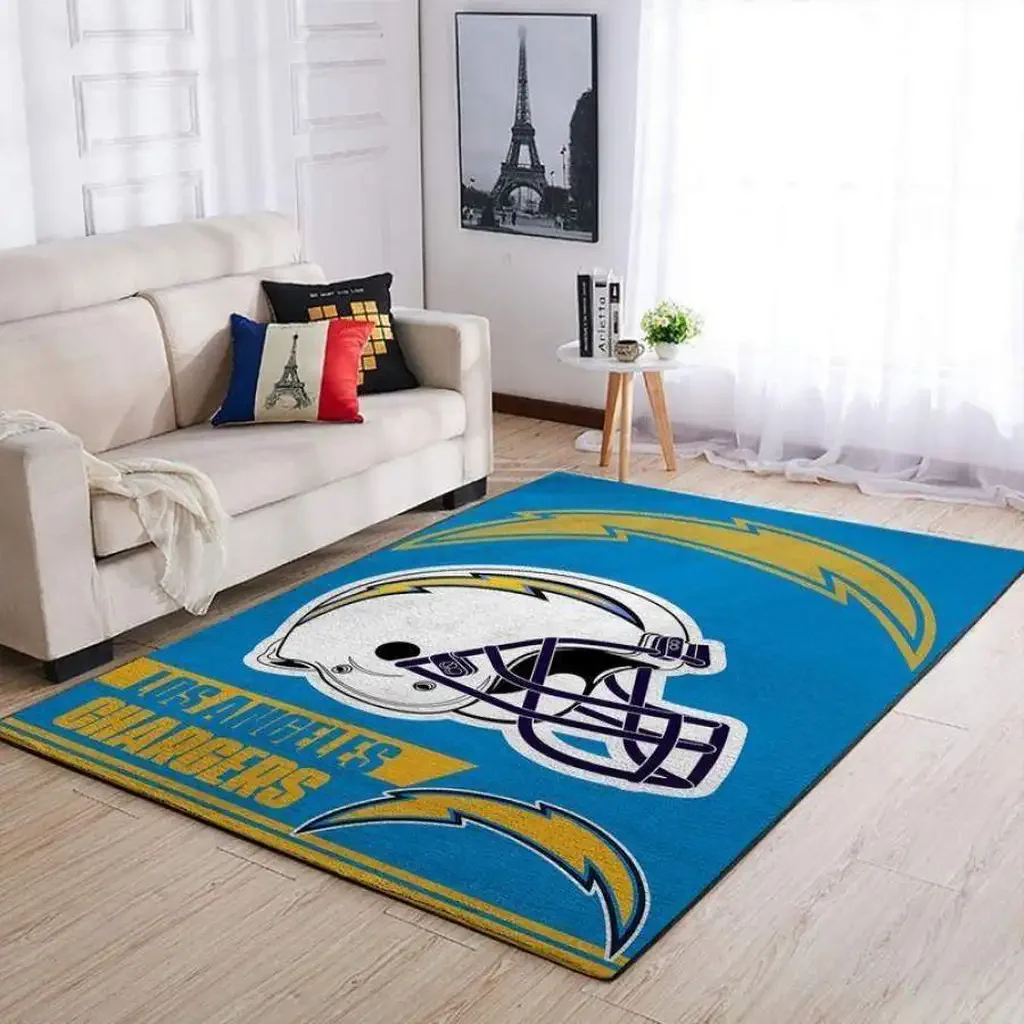Los Angeles Chargers Rug – NFL Helmet Area for Fans Blue and Yellow