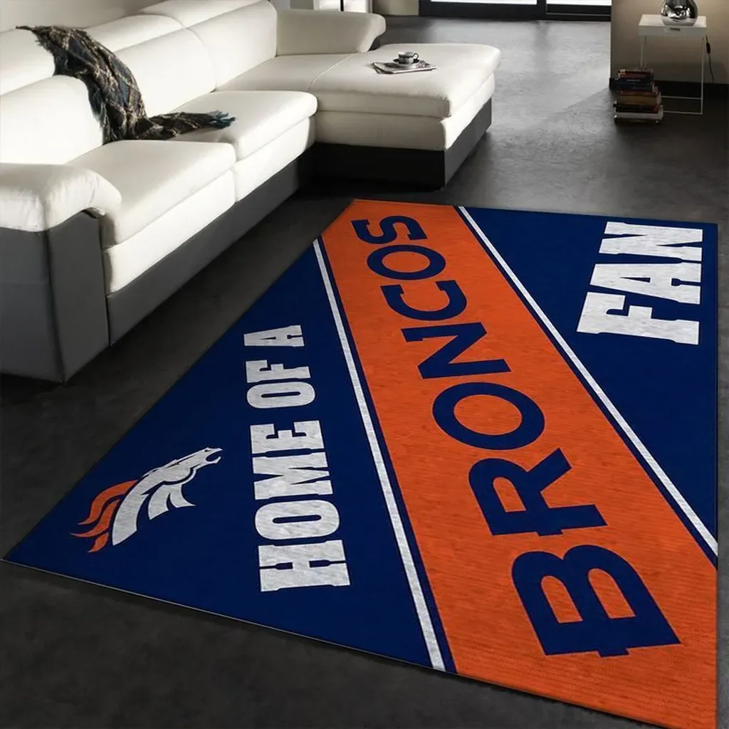 Denver Broncos Rug – Area for Living Room Fans Blue and Orange