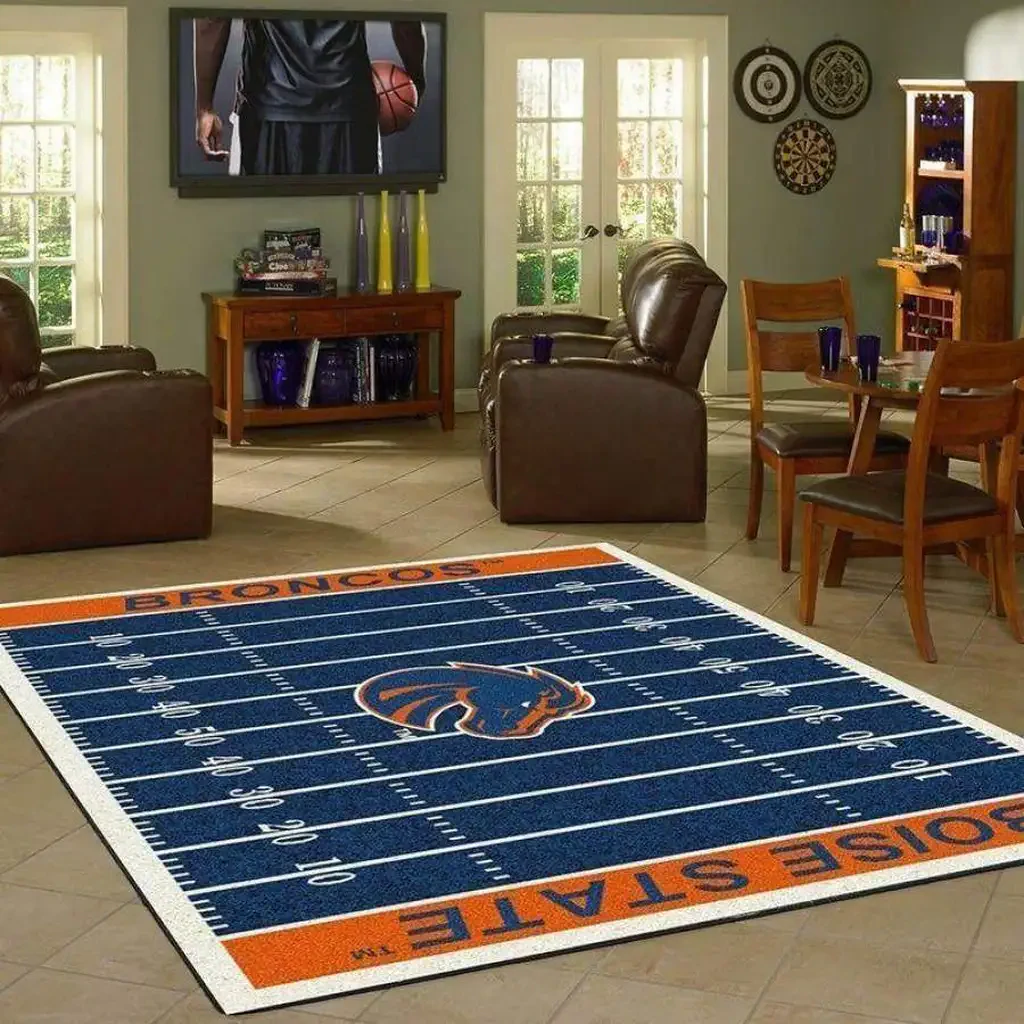 Denver Broncos Rug – Field for Fans and Game Rooms Blue and Orange