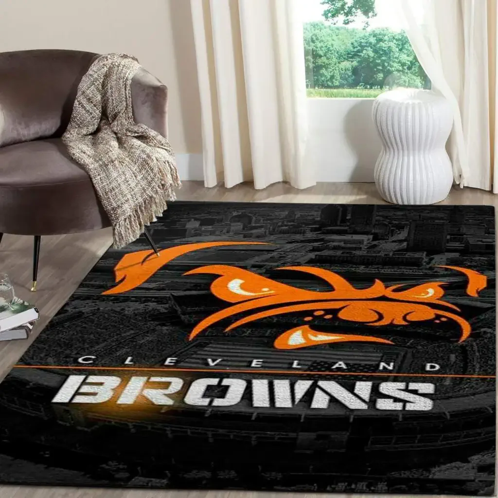 Cleveland Browns Rug – NFL Football Area Carpet Black and Orange
