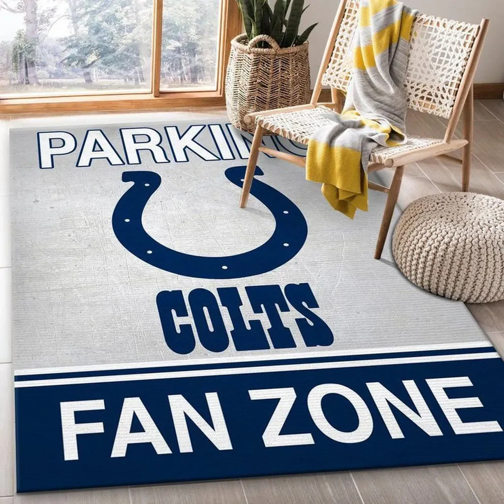 Colts Fan Zone Area Rug Perfect for Living Room Decor Red and White