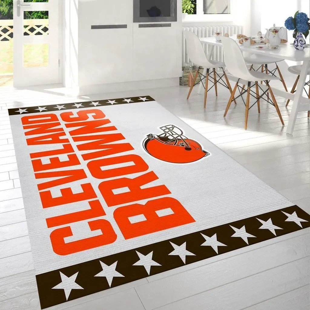 Cleveland Browns Rug – Area Football Team Decor Carpet Orange and White