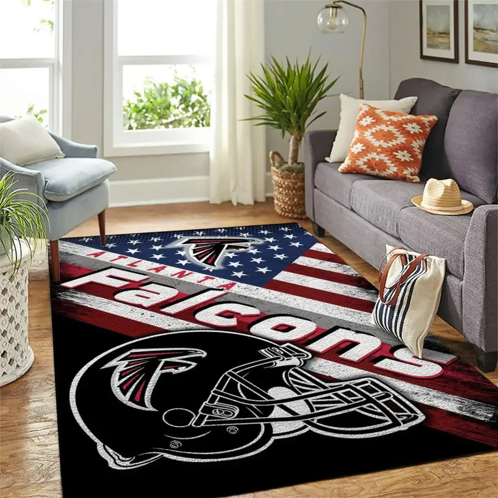 Atlanta Falcons Rug – Team Logo Area for Living Room Decor Black and Red