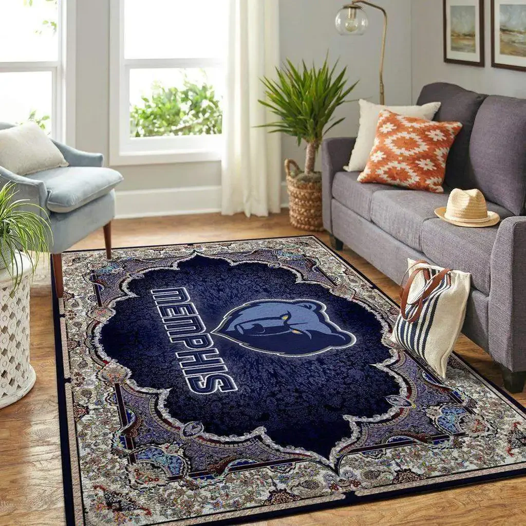 Memphis Grizzlies Rug – Area for Living Room Decor Blue and White