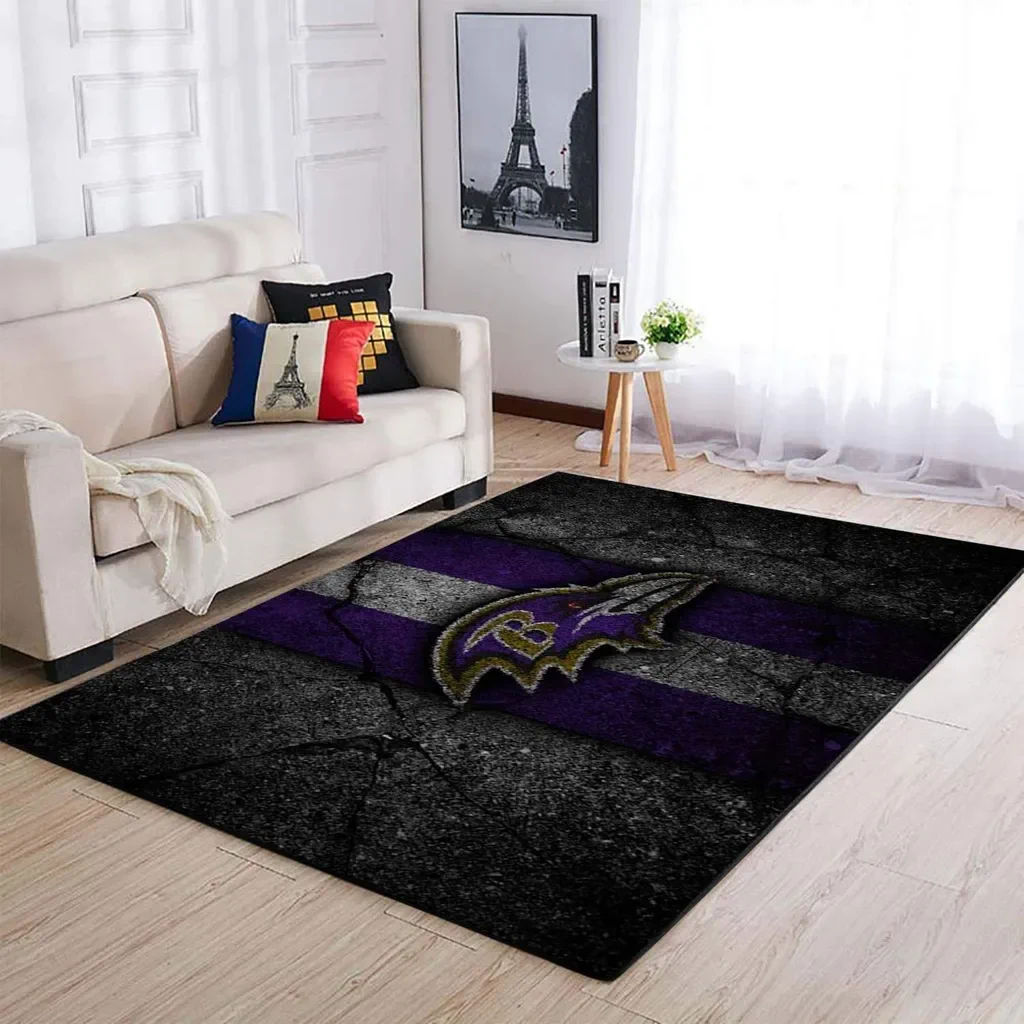 Modern Decorative Rug for Living Room Bedroom Decor Black and Purple