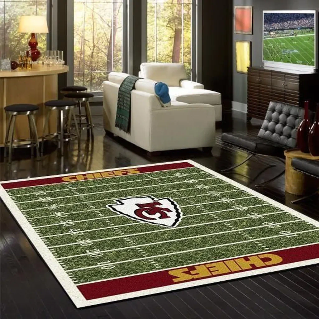 Kansas City Chiefs Rug – Football Field for Fans Green and Red