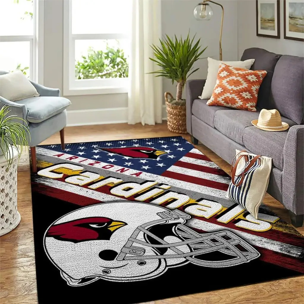 Arizona Cardinals Rug – with Football Helmet Design Black and White