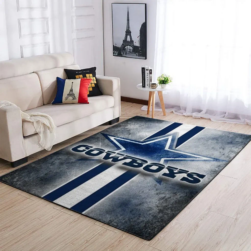 Cowboys Star Area Rug for Living Room Decor Blue and Gray