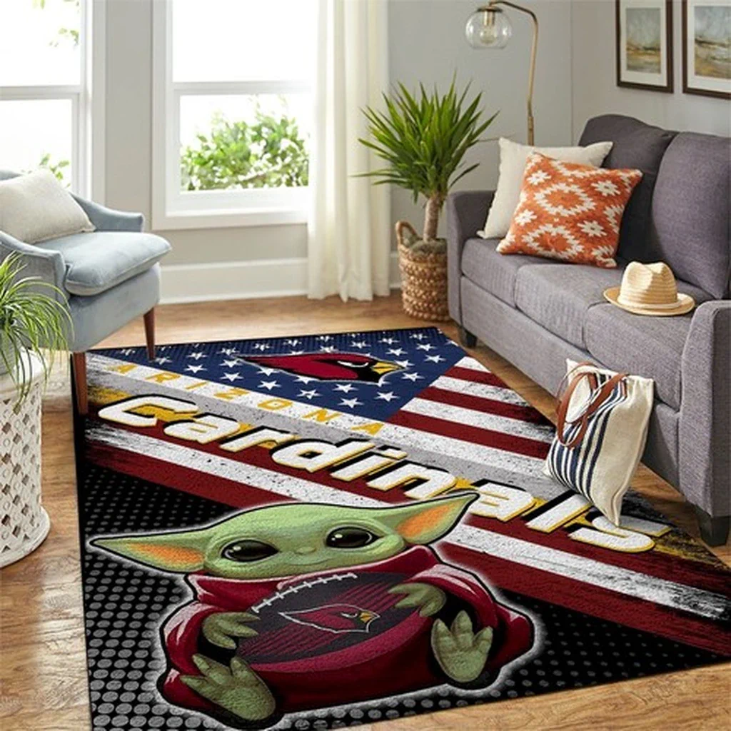 Arizona Cardinals Rug – Baby Yoda Football Area Living Room Green and Red