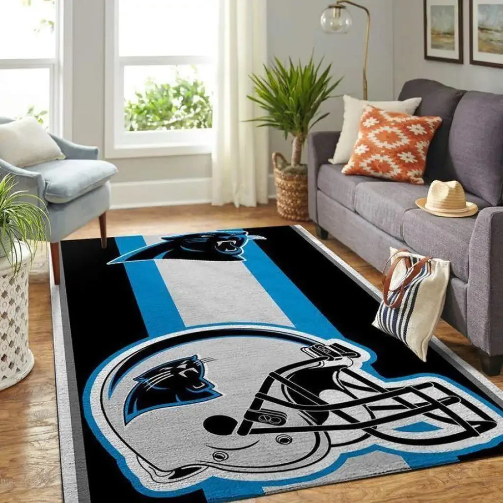 Carolina Panthers Rug – Football Helmet for Living Room Black and Blue