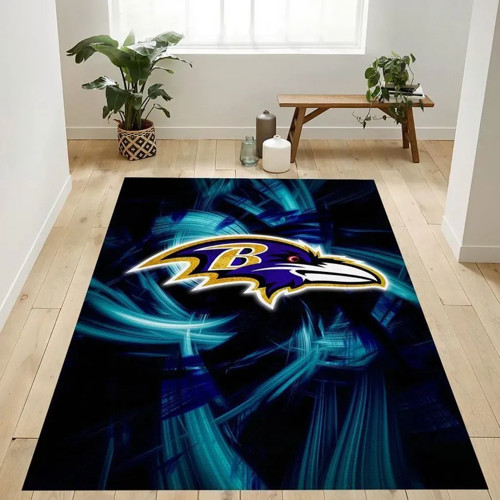 Baltimore Ravens Rug – for Game Room Decor Black and Blue