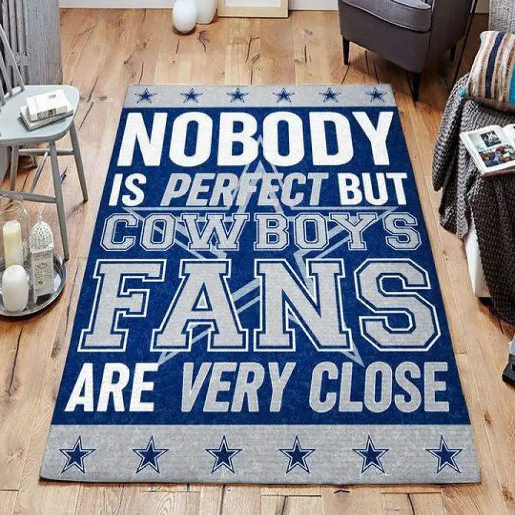 Cowboys Fans Rug Ideal for Sports Enthusiasts Room Decor Blue and White