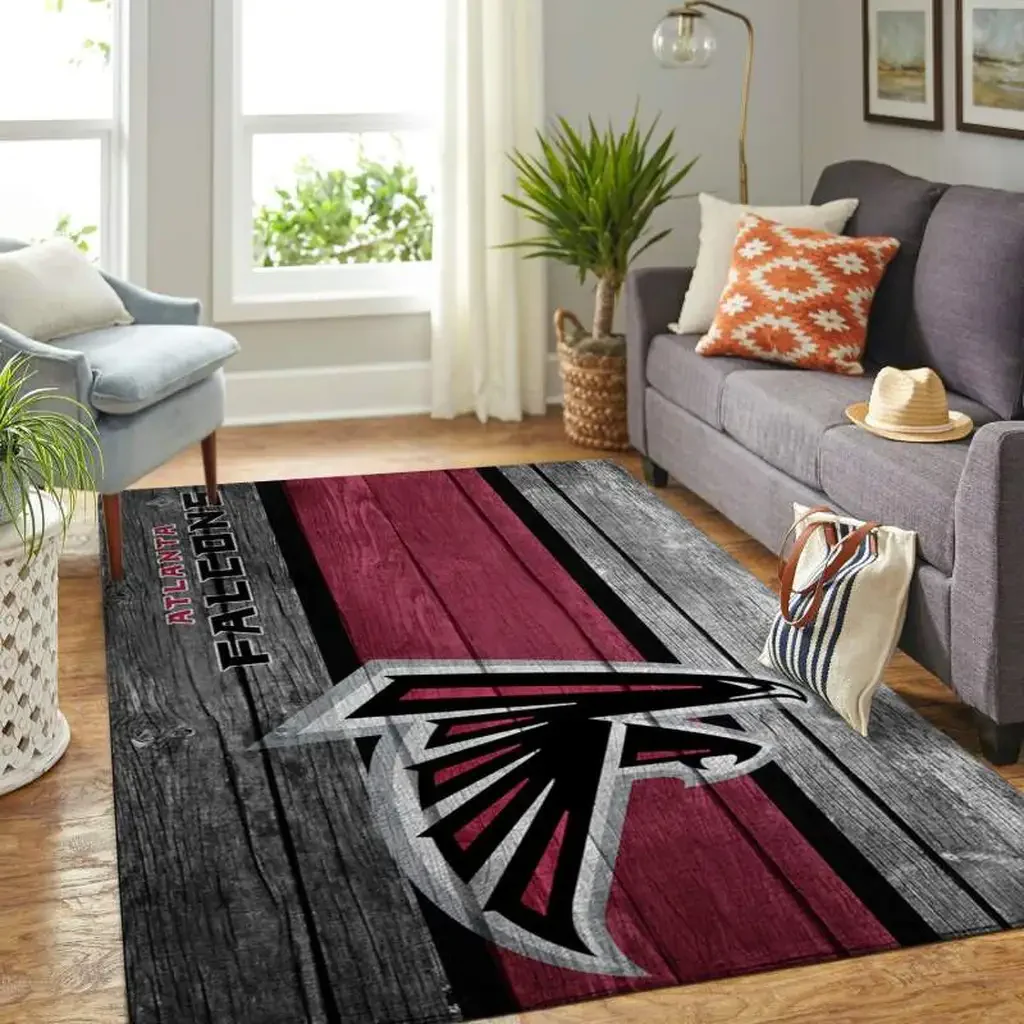 Atlanta Falcons Rug – Logo Area for Living Room Decor Black and Red