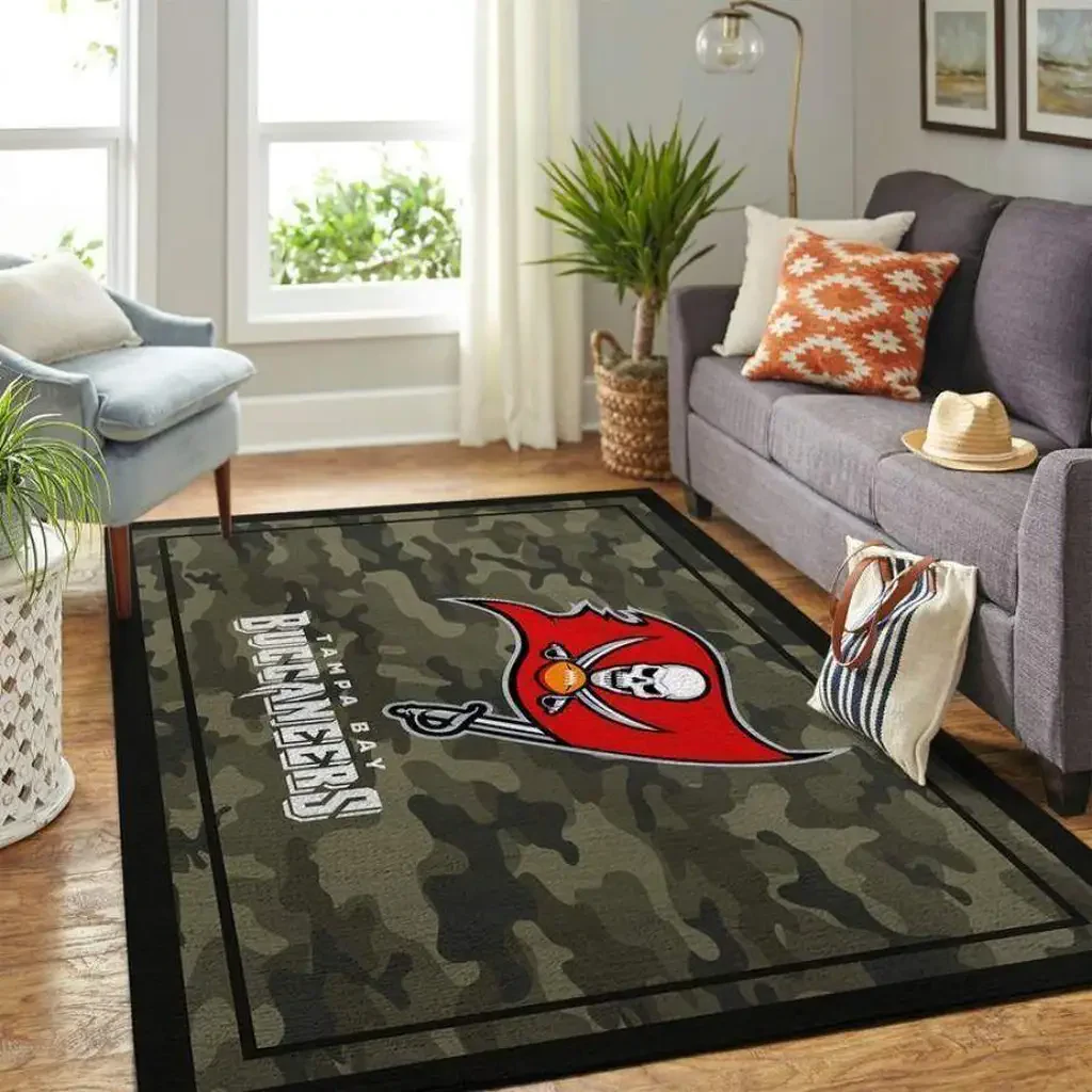 Tampa Bay Buccaneers Rug – Camo Pattern Floor Mat Black and Red