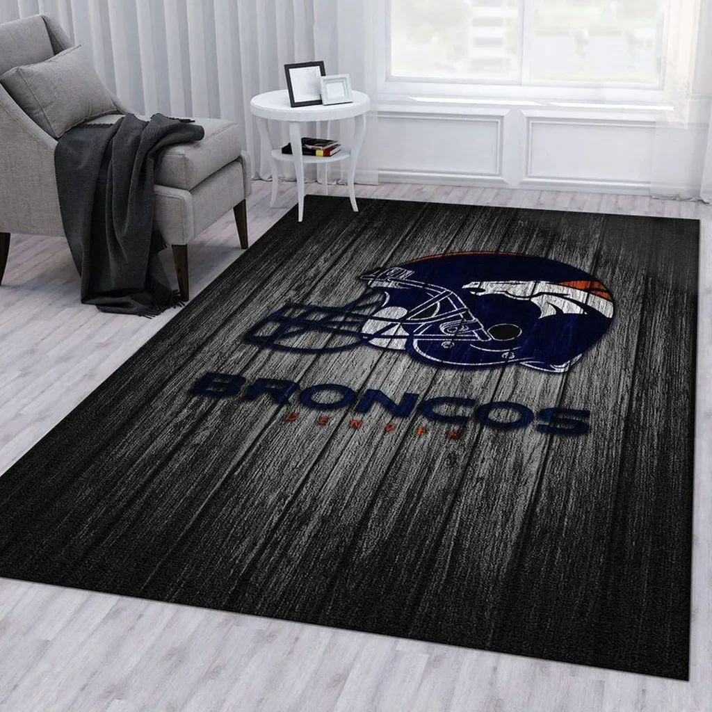 Denver Broncos Rug – Helmet Area for Bedroom Decor Black and Blue