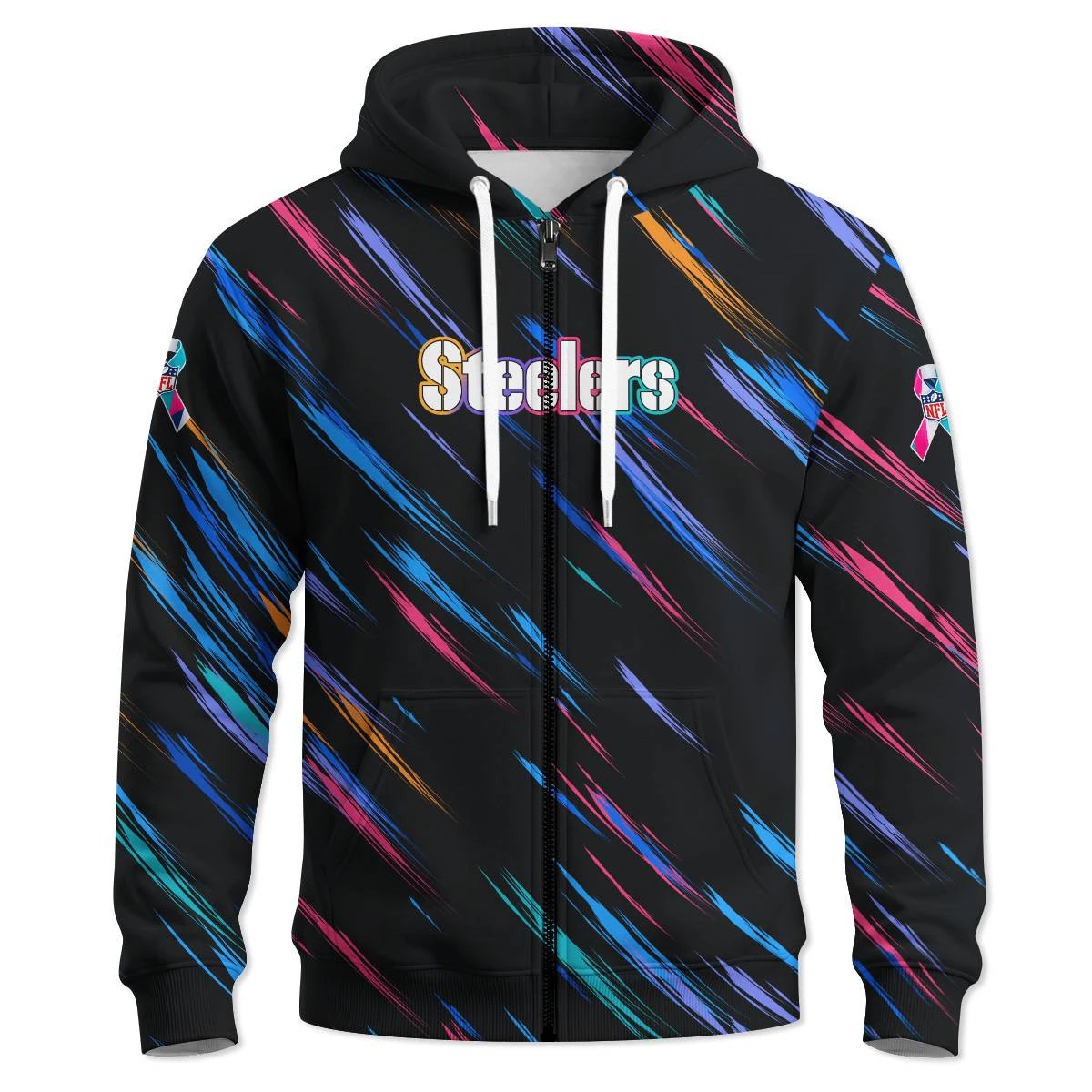 Pittsburgh Steelers Crucial Catch Zipper Hoodie, Men's Black Gold Zip Up Hoodie