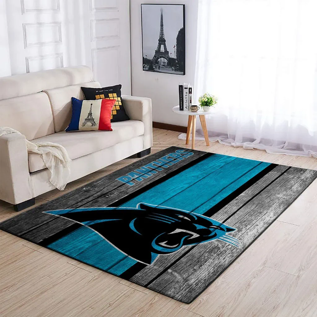 Modern Panther Logo Rug Stylish Design Contemporary Decor Black and Blue