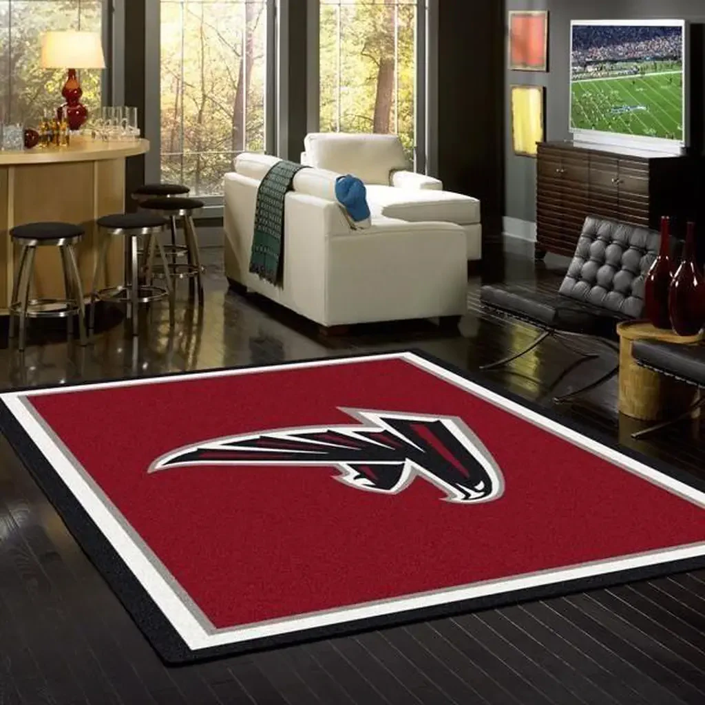 Atlanta Falcons Rug – NFL Area for Living Room Decor Black and Red